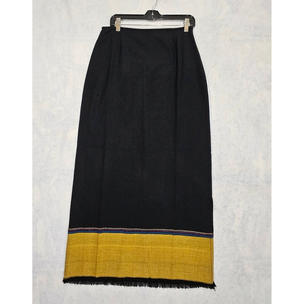 Free People‎ Skirt M 30 10 Maxi Aztec Southwest Native Blanket Boho Black Yellow